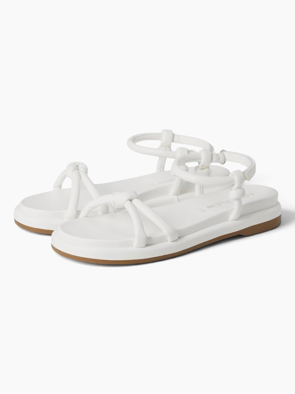 Anne Klein Elisabeth Comfort Tubular Knotted Flat Sandals White 8.5 NEW